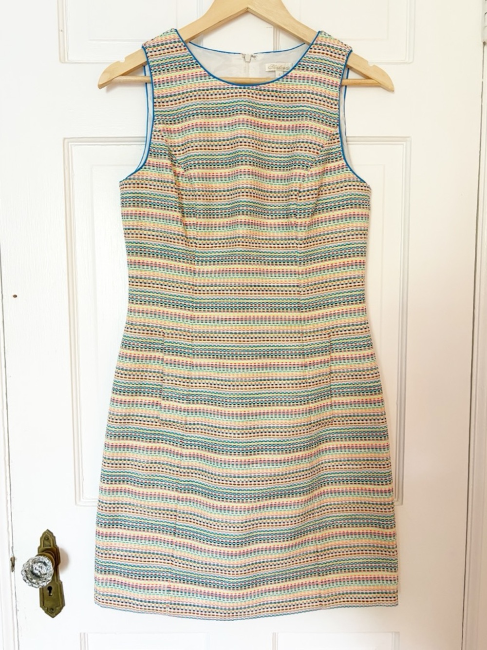 Shoshanna Colorful Striped Shift Dress in Multicolor Tweed Size 4 Neon Tweed